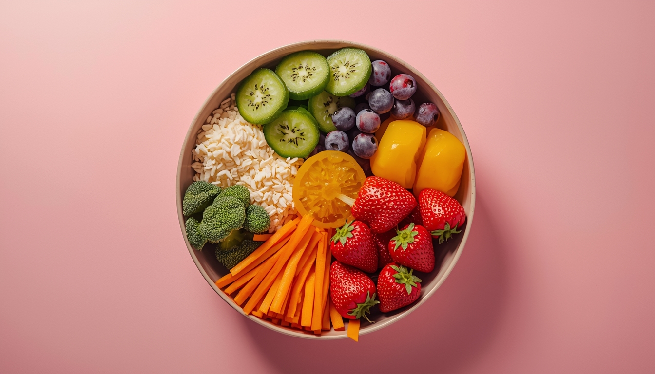 Colourful bowl of vegetables representing NutriRoutine snack balance for product storytelling